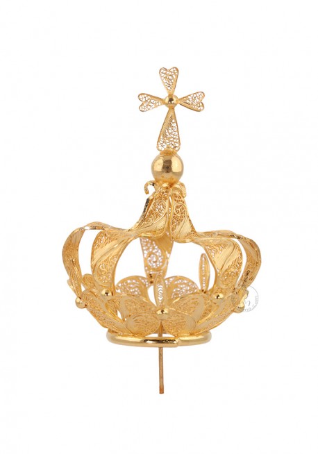 Coroa em Prata Dourada para Nossa Senhora de Fátima 45cm a 60cm, Filigrana