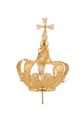 Coroa em Prata Dourada para Nossa Senhora de Fátima 30cm a 45cm, Filigrana