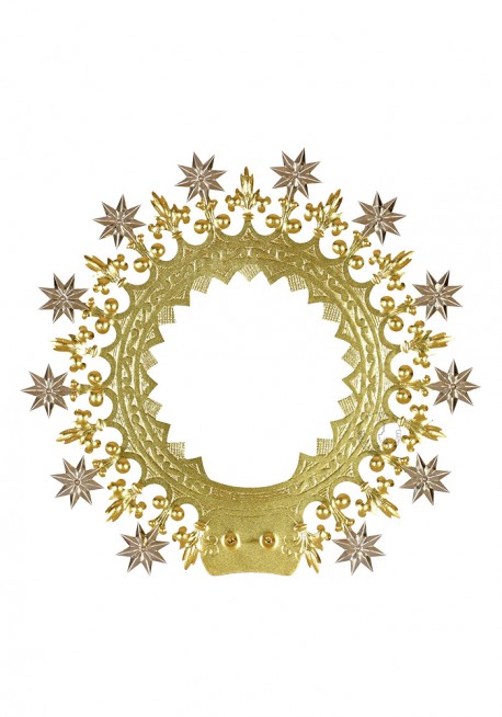 Aureola de Metal Dorado para el Inmaculado Corazón de María 80cm a 103cm