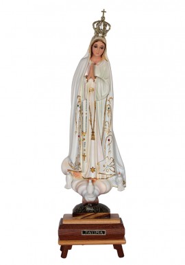 Nossa Senhora de Fátima, Clássica c/ Música e Olhos de Cristal 39cm